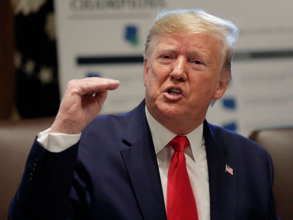 PHOTO: President Donald Trump speaks during a Cabinet meeting in the Cabinet Room of the White House, Oct. 21, 2019.