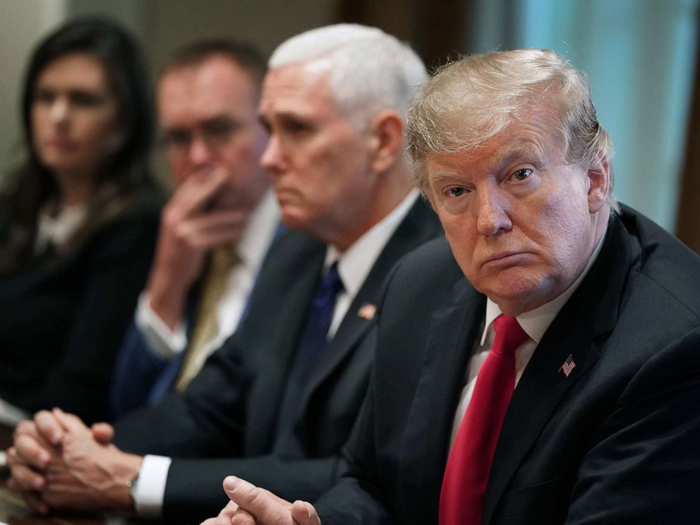 PHOTO: President Donald Trump joins a bilateral meeting with NATO Secretary General Jens Stoltenberg in the Cabinet Room at the White House, April 2, 2019, in Washington, DC.