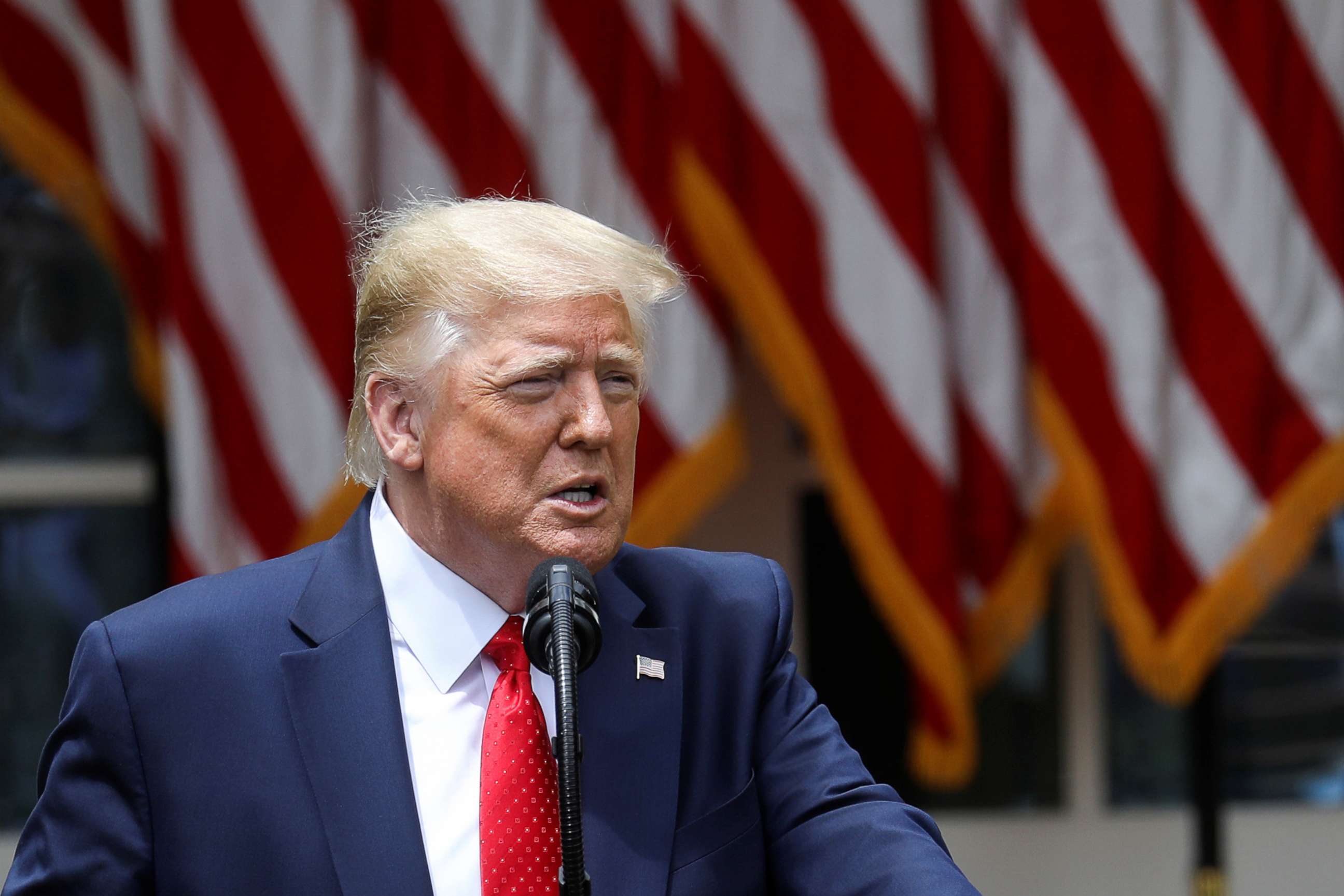 PHOTO: President Donald Trump speaks during an event on police reform, in the Rose Garden of the White House, June 16, 2020, in Washington.