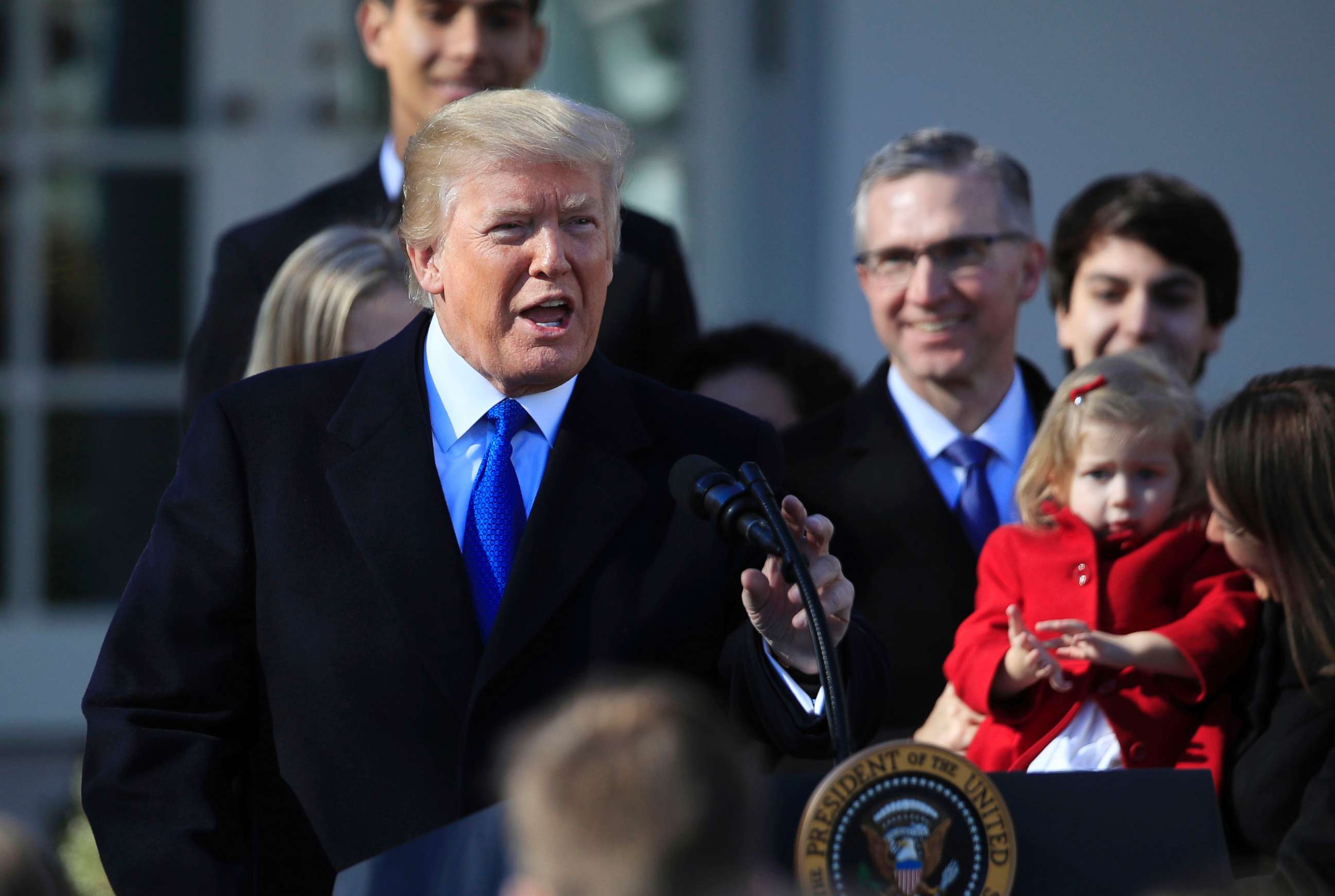 PHOTO: President Donald Trump speaks to participants of the annual March for Life event, in the Rose Garden of the White House in Washington, Jan. 19, 2018.