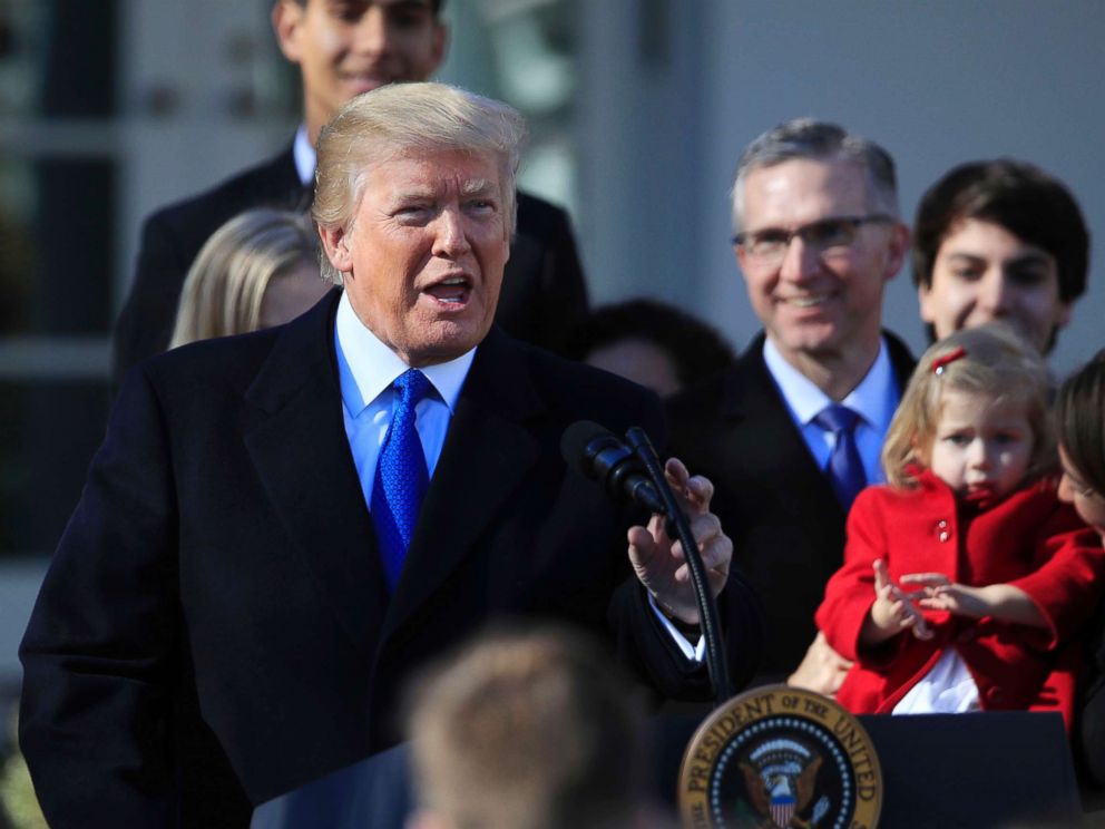 PHOTO: President Donald Trump speaks to participants of the annual March for Life event, in the Rose Garden of the White House in Washington, Jan. 19, 2018.