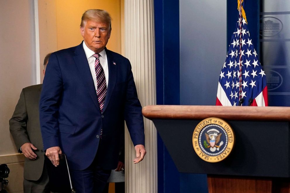 PHOTO: President Donald Trump arrives to speak at the White House, Nov. 5, 2020, in Washington.