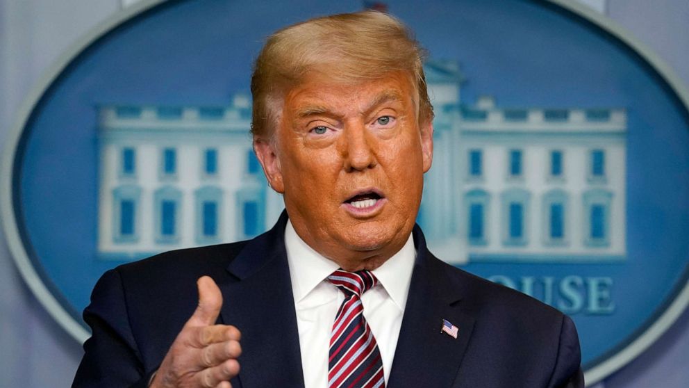 PHOTO: President Donald Trump speaks at the White House in Washington, Nov. 5, 2020.