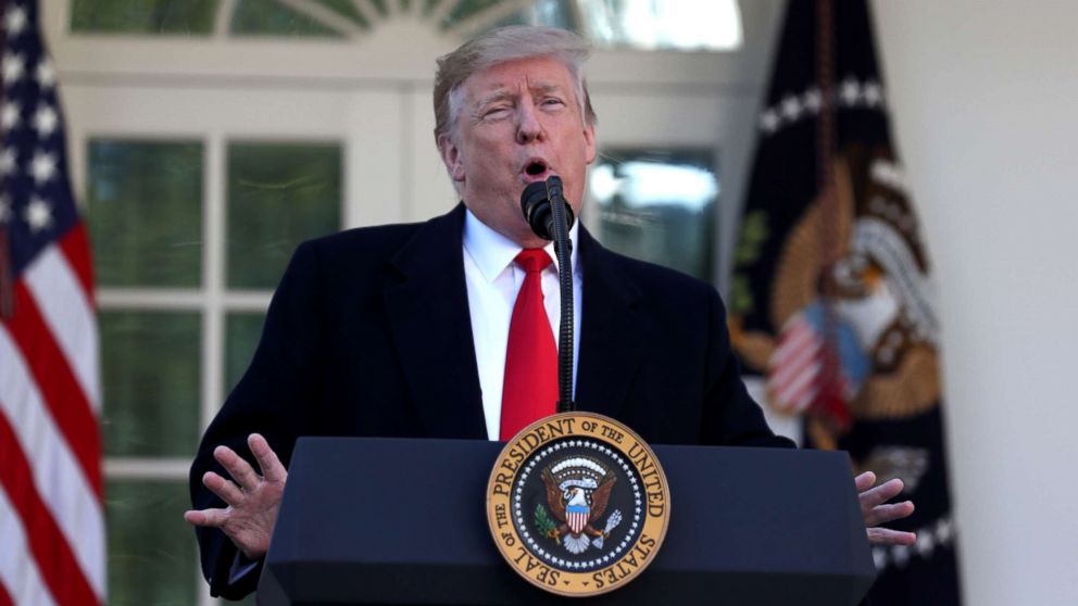 President Donald Trump speaks about the government shutdown, Jan. 25, 2019, from the Rose Garden of the White House in Washington.