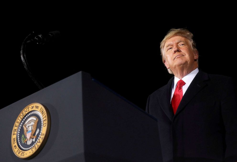 PHOTO: President Donald Trump addresses a campaign rally in Dalton, Georgia, on the eve of the run-off election to decide both of Georgia's Senate seats Jan. 4, 2021.