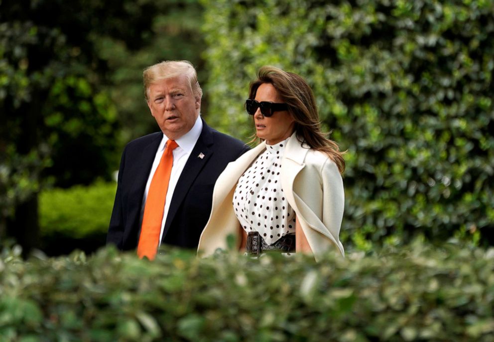 PHOTO: President Donald Trump and first lady Melania Trump depart the White House in Washington, April 24, 2019.