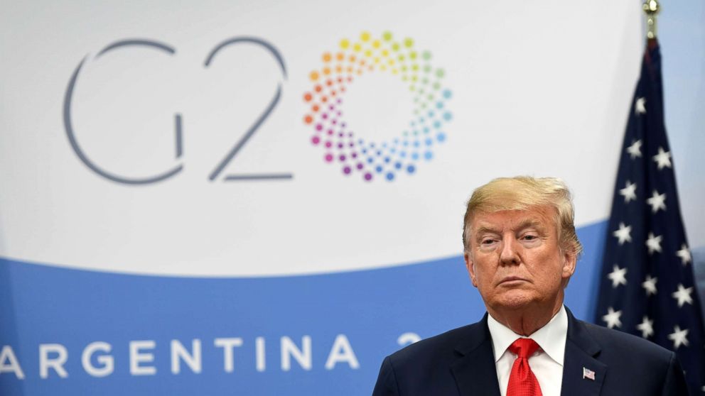 President Donald Trump gestures during a meeting in the sidelines of the G20 Leaders' Summit in Buenos Aires, Nov. 30, 2018.