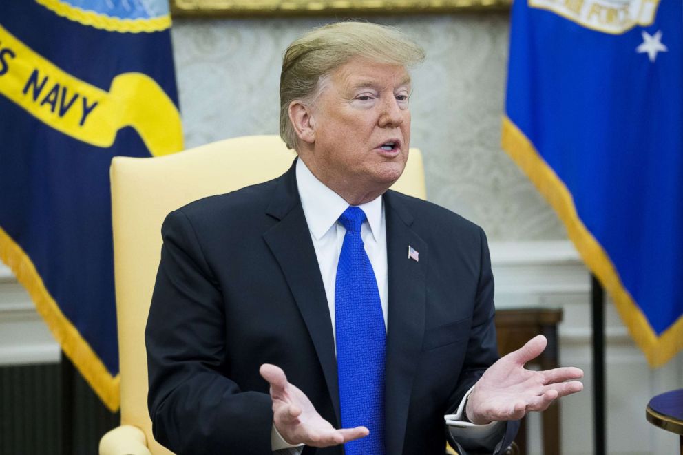 PHOTO: President Donald J. Trump speaks during a meeting in the Oval Office, Feb. 13, 2019, in Washington, DC.