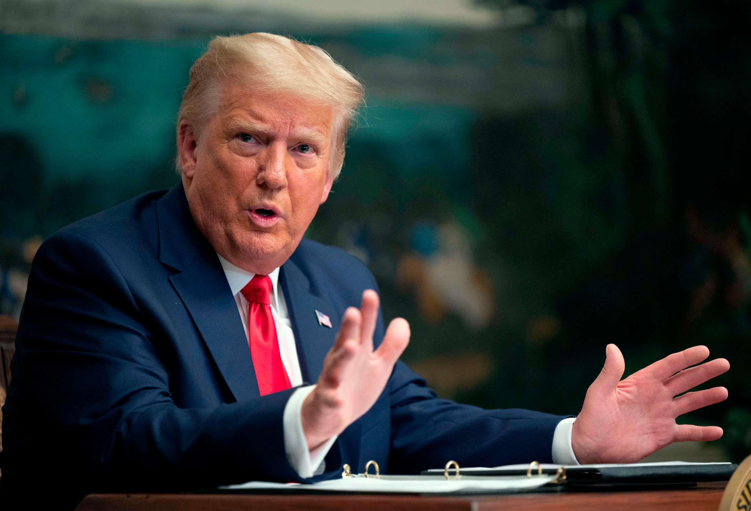 PHOTO: President Donald Trump speaks to reporters at the White House, Nov. 26, 2020.