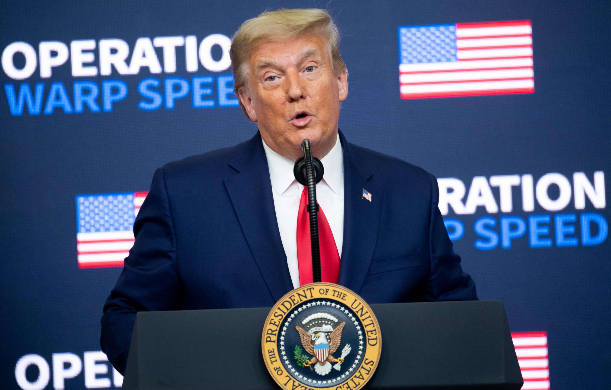 PHOTO: President Donald Trump speaks during the Operation Warp Speed Vaccine Summit, Dec. 8, 2020, in Washington, D.C.