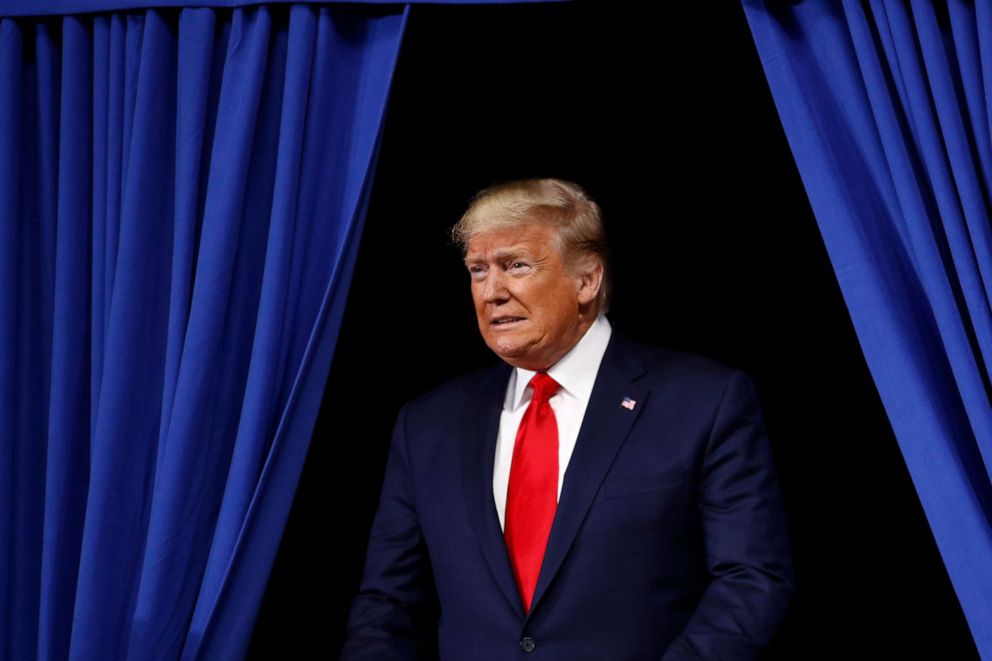 PHOTO: President Donald Trump walks onstage to speak at a campaign rally, Dec. 10, 2019,in Hershey, Pa.