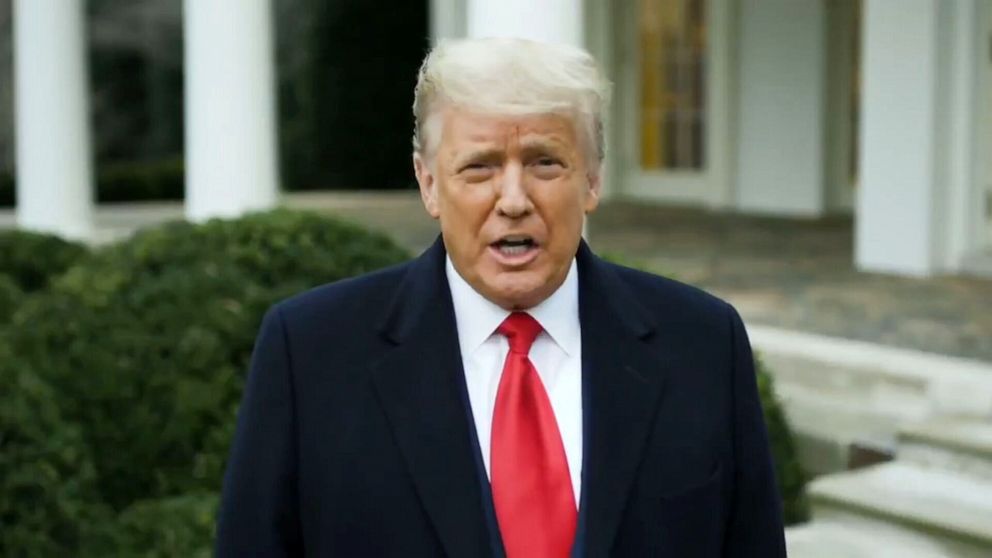 PHOTO: President Donald Trump addresses the nation from the White House, Jan. 6, 2021, in Washington, DC.