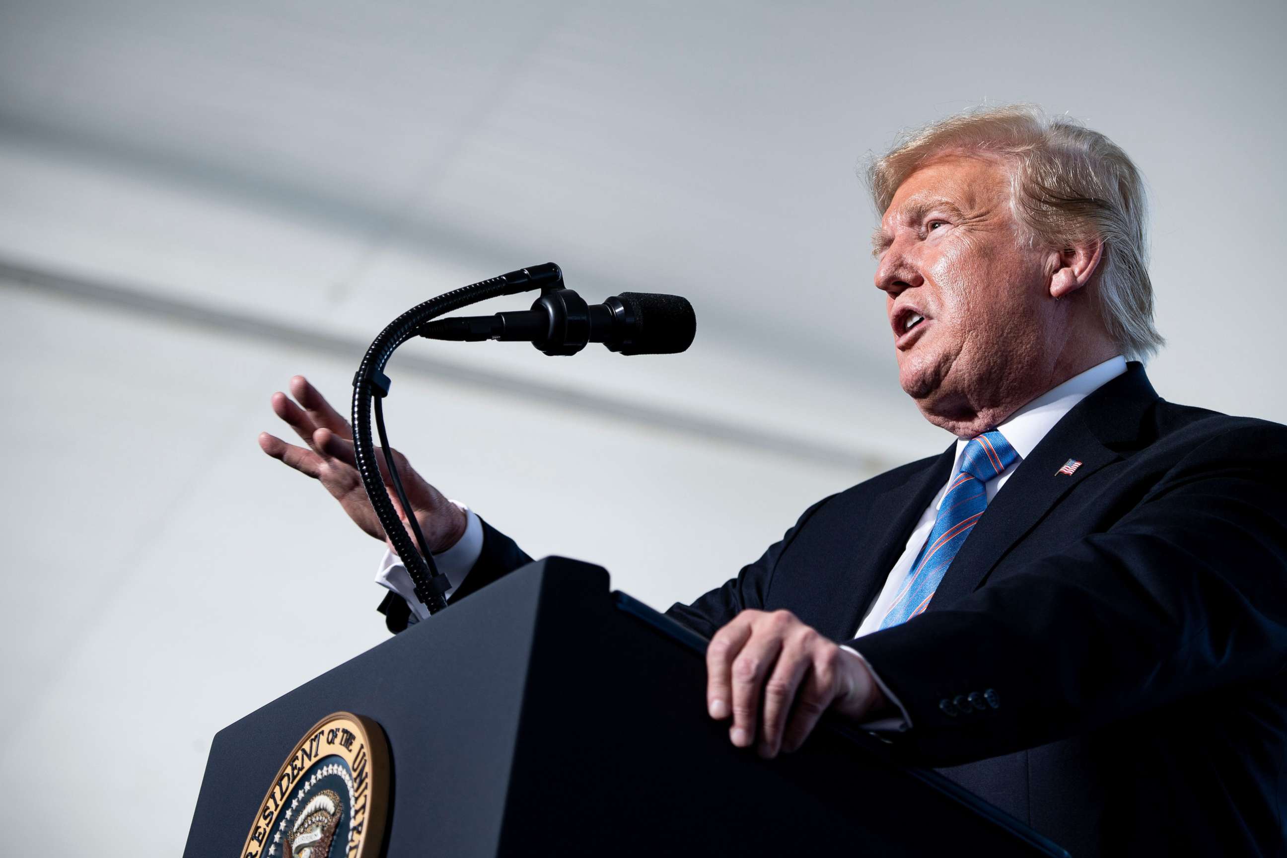 PHOTO: President Donald Trump speaks at the Cameron LNG Export Facility, May 14, 2019, in Hackberry, Louisiana.