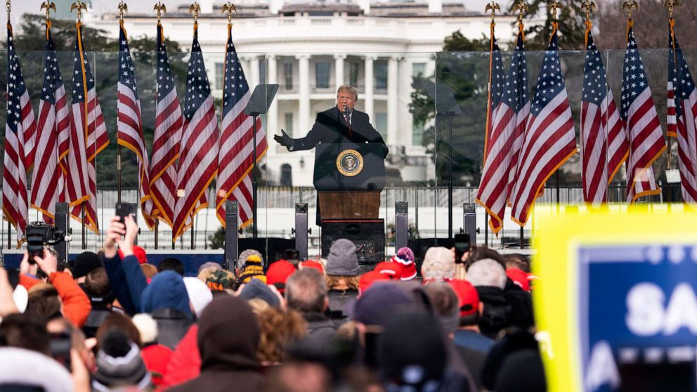 PHOTO: President Donald Trump speaks during a rally, Jan. 6, 2021, in Washington.