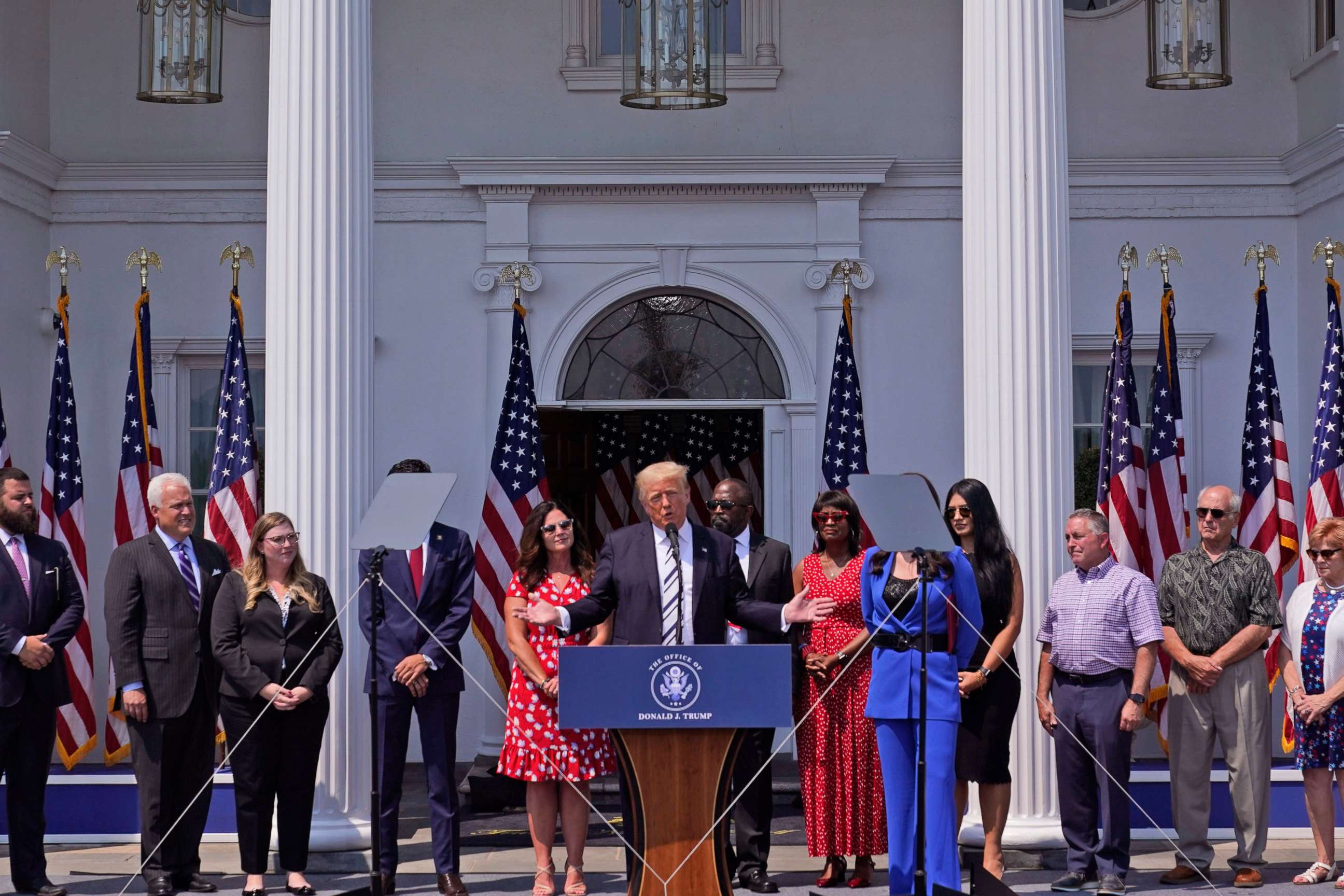 PHOTO: Former President Donald Trump speaks at Trump National Golf Club in Bedminster, N.J., July 7, 2021.