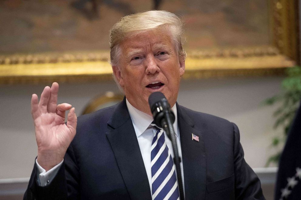 PHOTO: President Donald Trump speaks about immigration in the Roosevelt Room at the White House in Washington, Nov. 1, 2018.