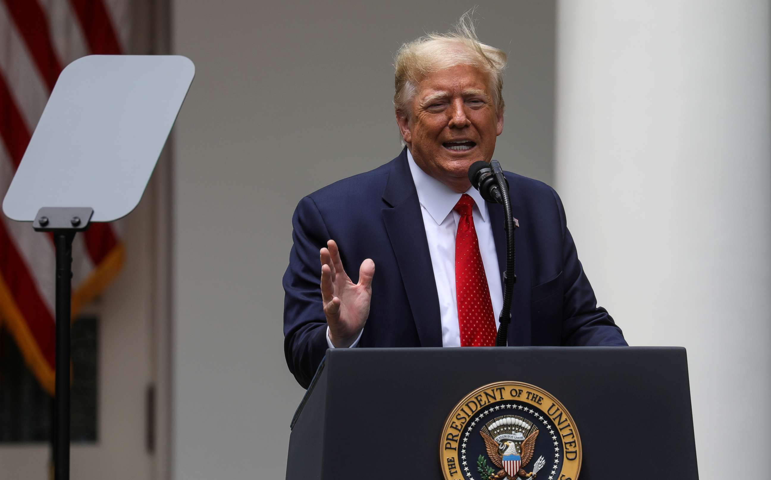 PHOTO: President Donald Trump speaks prior to signing an executive order on police reform at a ceremony in the Rose Garden at the White House in Washington, June 16, 2020.