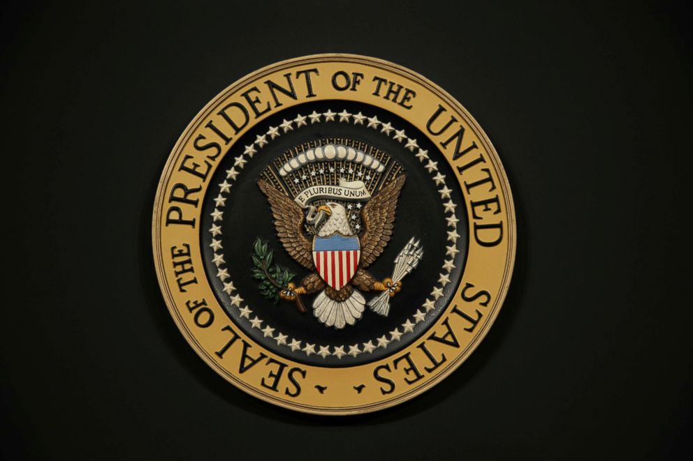 PHOTO: The Presidential Seal on the podium, March 24, 2006, in Washington.