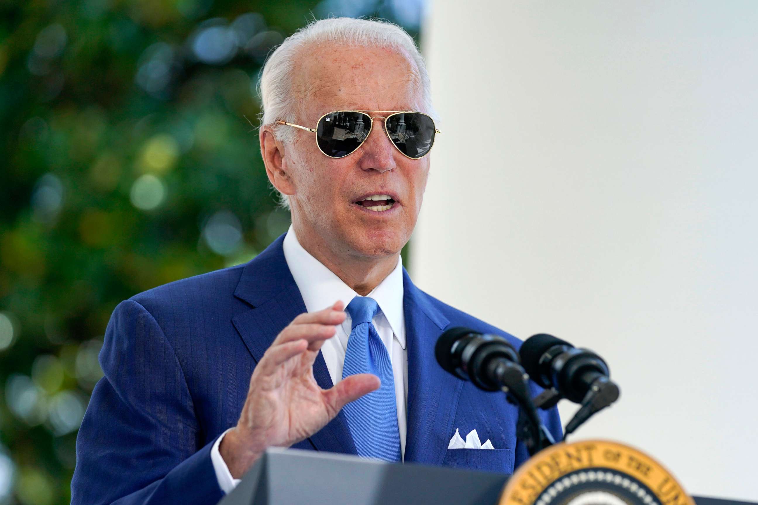 PHOTO: President Joe Biden speaks before signing two bills aimed at combating fraud in the COVID-19 small business relief programs, Aug. 5, 2022, at the White House in Washington.
