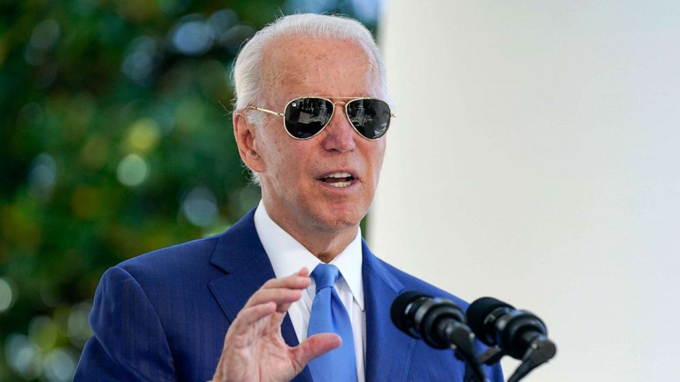 PHOTO: President Joe Biden speaks before signing two bills aimed at combating fraud in the COVID-19 small business relief programs, Aug. 5, 2022, at the White House in Washington.