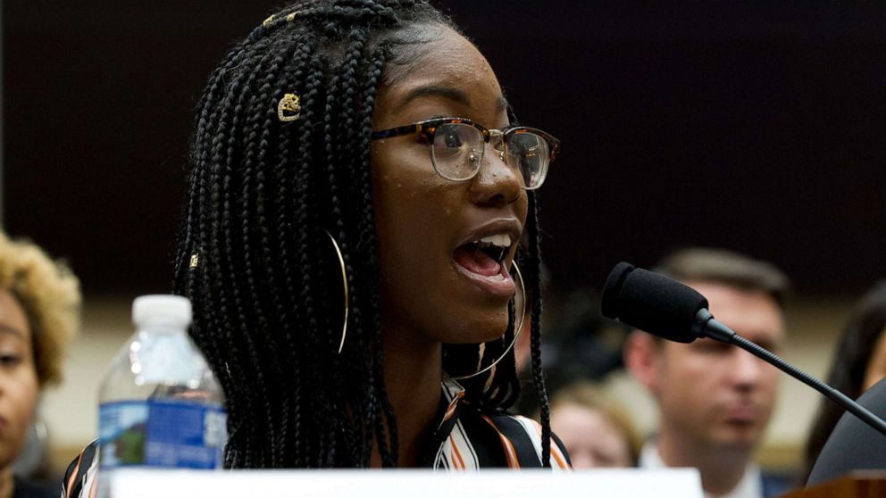 PHOTO: Marjory Stoneman Douglas High School senior Aalayah Eastmond testifies before the House Judiciary Committee during a hearing on gun violence, at Capitol Hill, Feb. 6, 2019.