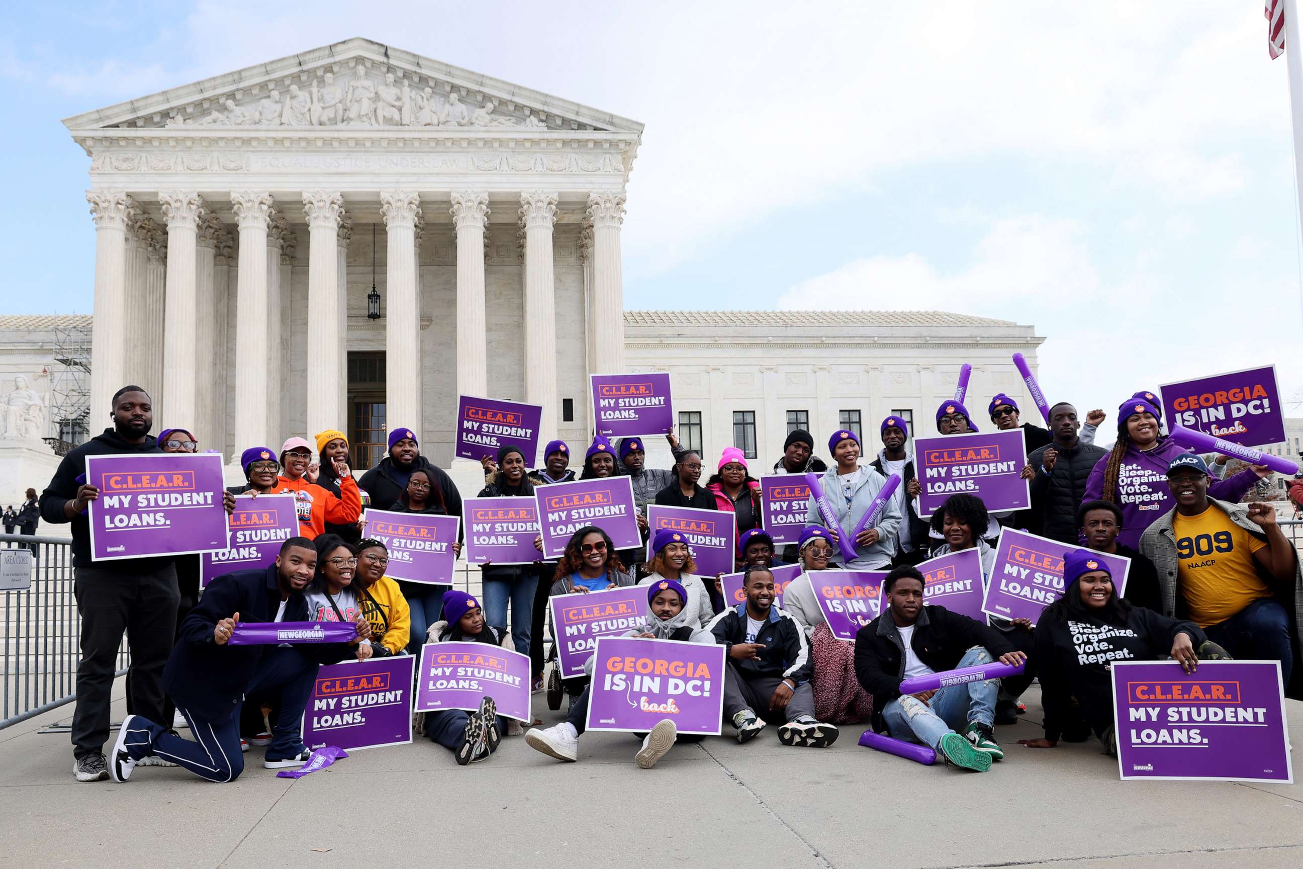 PHOTO: Student loan borrowers and advocates gather for the People's Rally To Cancel Student Debt during the Supreme Court hearings on student debt relief on Feb. 28, 2023, in Washington, D.C.