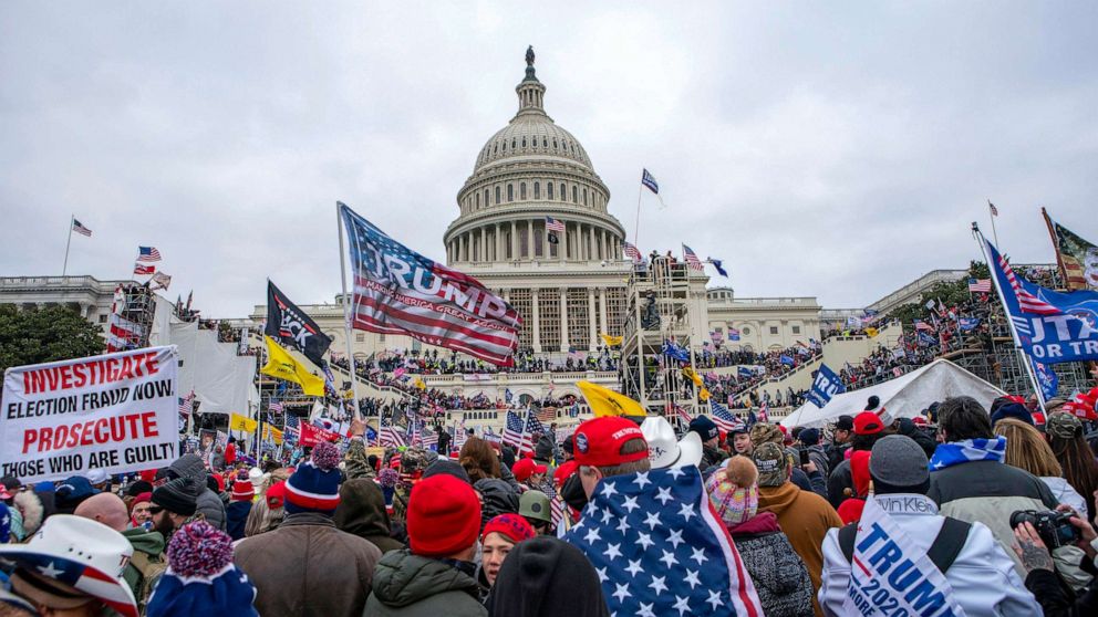 PHOTO: Rioters loyal to President Donald Trump at the U.S. Capitol in Washington, Jan. 6, 2021.