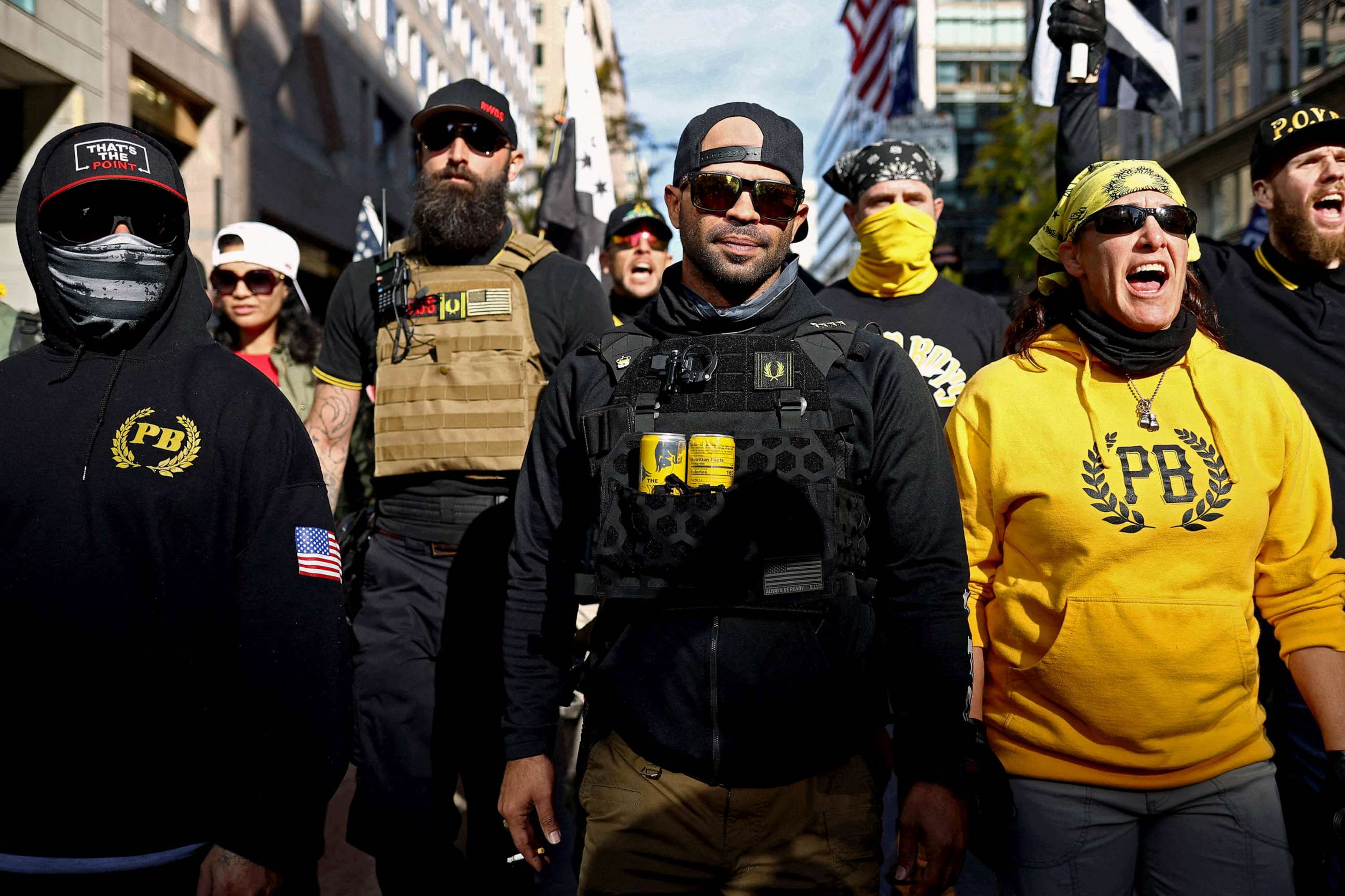 PHOTO: FILE - Members of the far-right Proud Boys, including leader Enrique Tarrio (C), rally in support of U.S. President Donald Trump to protest against the results of the 2020 U.S. presidential election, in Washington, Nov. 14, 2020.