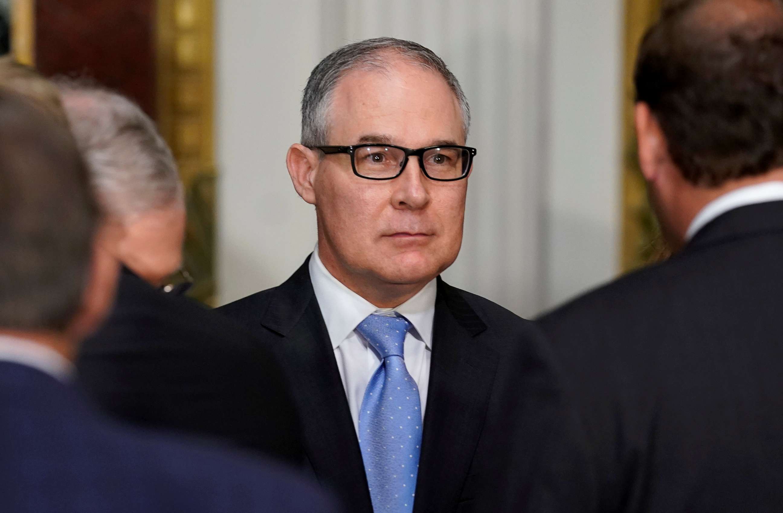 PHOTO: Administrator of the Environmental Protection Agency Scott Pruitt stands after the swearing-in ceremony for US Ambassador to Canada Kelly Knight Craft in Washington, D.C., Sept. 26, 2017.  