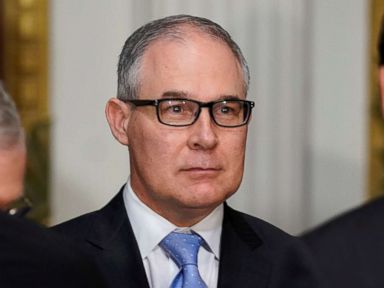 PHOTO: Administrator of the Environmental Protection Agency Scott Pruitt stands after the swearing-in ceremony for US Ambassador to Canada Kelly Knight Craft in Washington, D.C., Sept. 26, 2017.