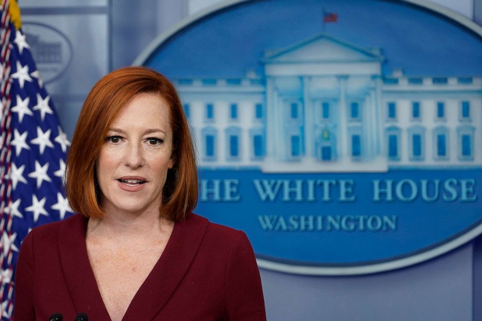 PHOTO: White House press secretary Jen Psaki speaks during the daily briefing at the White House, Nov. 15, 2021. 