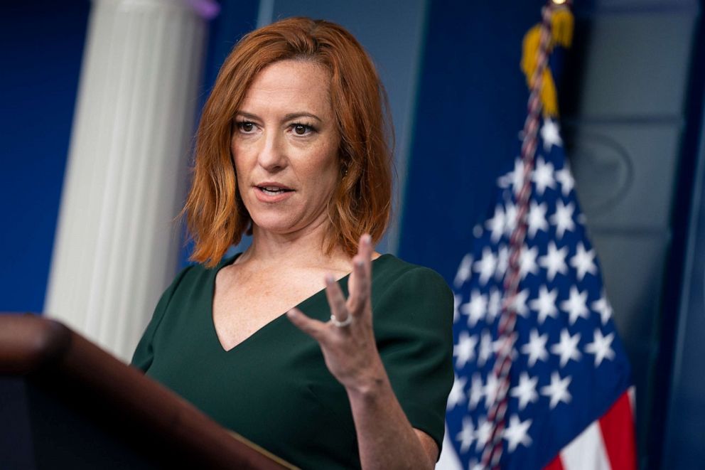 PHOTO: White House press secretary Jen Psaki speaks during a press briefing at the White House, June 3, 2021.