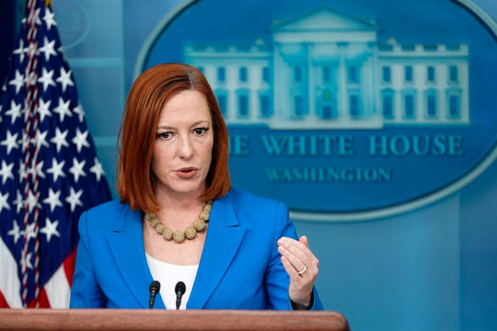 PHOTO: White House press secretary Jen Psaki speaks during a press briefing at the White House, Feb. 28, 2022.