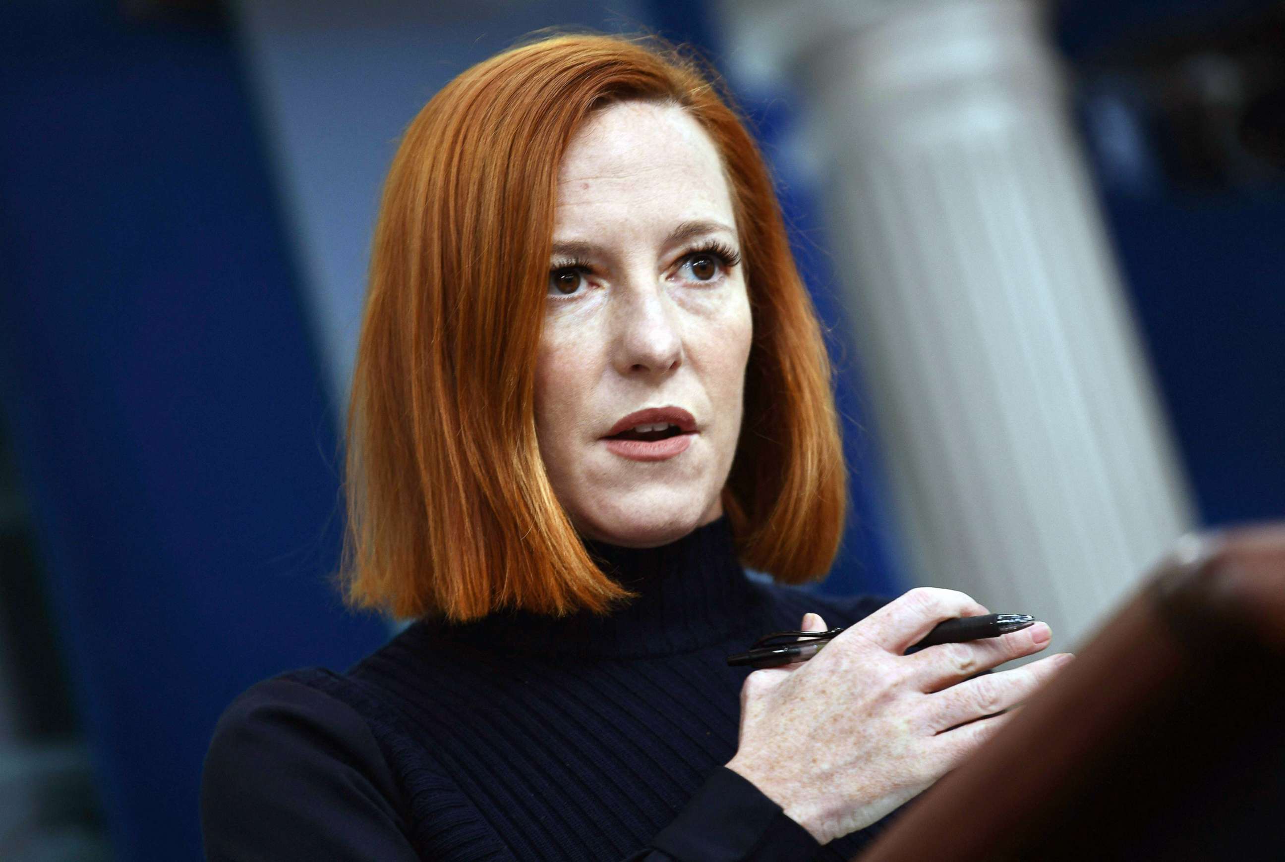 PHOTO: White House Press Secretary Jennifer Psaki speaks during the daily briefing in the Brady Briefing Room of the White House in Washington, D.C, Jan. 24, 2022. 