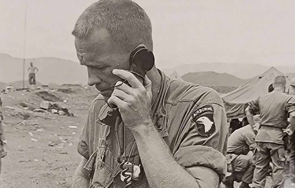 PHOTO: Col. Puckett on the radio in Vietnam.