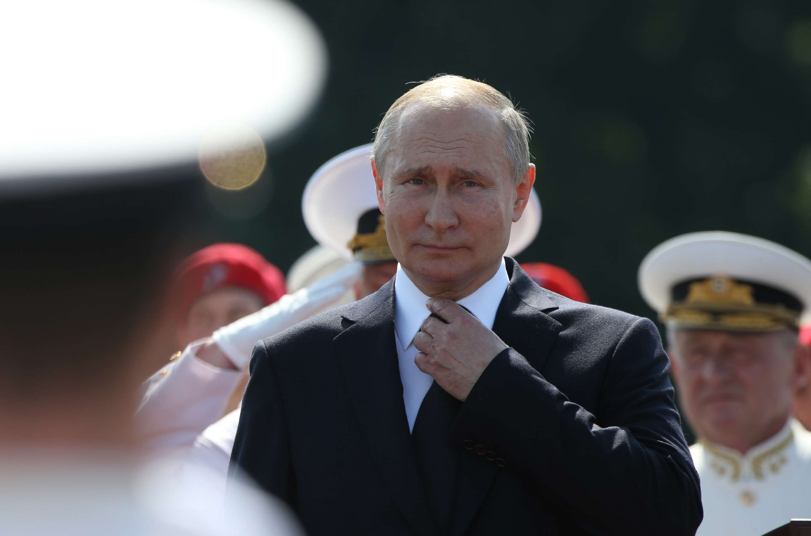 PHOTO: Russian President Vladimir Putin watches the Navy Day Parade in Saint Petersburg, Russia, July 28, 2019.