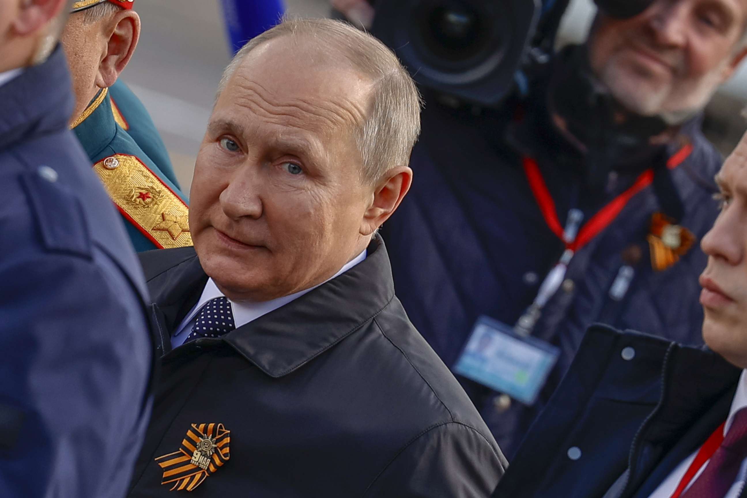 PHOTO: Russian President Vladimir Putin attends the military parade during 77th anniversary of the Victory Day in Red Square in Moscow, May 09, 2022. 