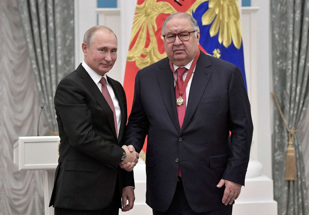 PHOTO: Russian President Vladimir Putin shakes hands with Russian businessman and founder of USM Holdings Alisher Usmanov, Nov. 27, 2018, during an awarding ceremony at the Kremlin in Moscow.