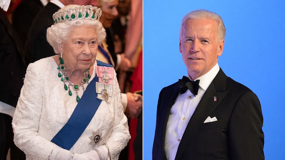 PHOTO: Queen Elizabeth II, left, and President Joe Biden, right.