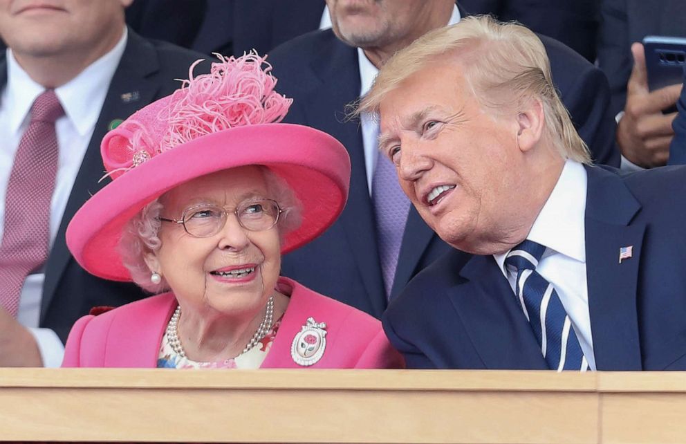 PHOTO: Queen Elizabeth II and President Donald Trump attend the D-day commemorations on June 5, 2019, in Portsmouth, England.