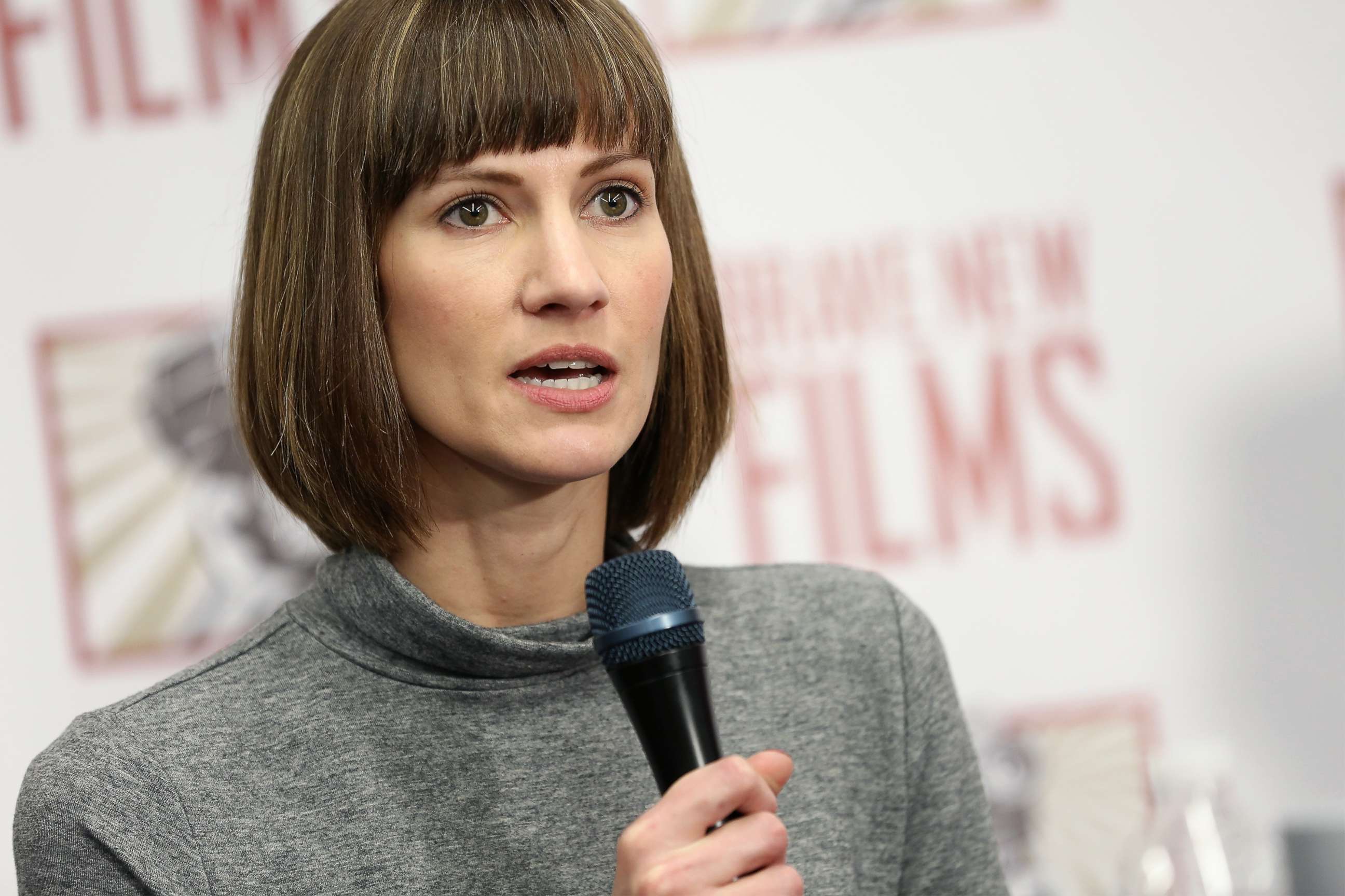 PHOTO: Rachel Crooks speaks during the press conference held by women accusing Trump of sexual harassment, Dec. 11, 2017, in New York City. 