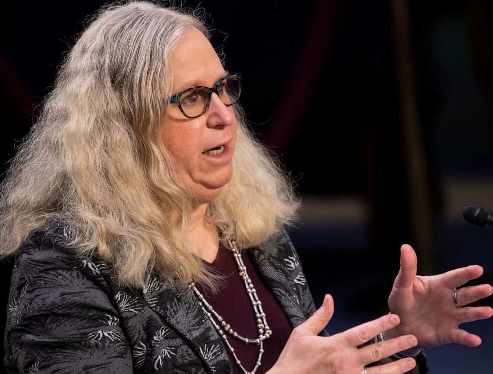PHOTO: Rachel Levine speaks during her confirmation hearing to be Assistant Secretary, both of the Department of Health and Human Services before the Senate Health, Education, Labor, and Pensions committee in Washington, D.C., Feb. 25, 2021.