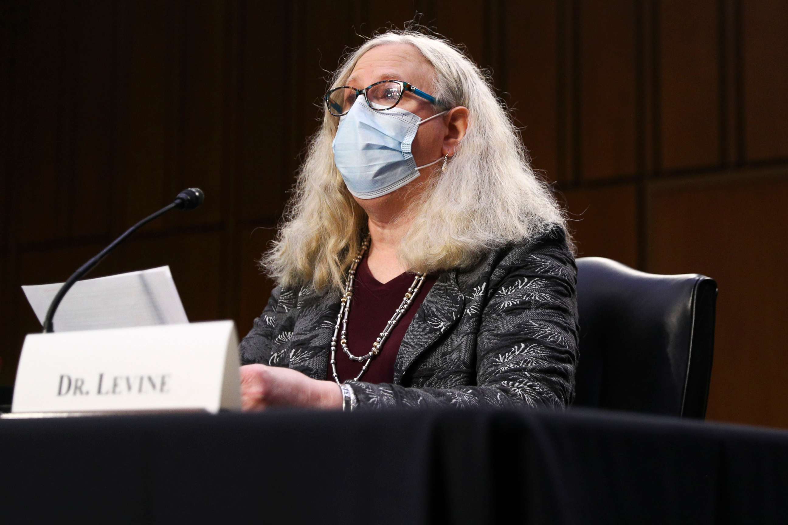PHOTO: Rachel Levine, nominated to be an assistant secretary at the Department of Health and Human Services, testifies before the Senate Health, Education, Labor, and Pensions committee on Capitol Hill in Washington, D.C., on Feb. 25, 2021.