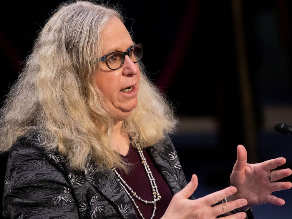 PHOTO: Rachel Levine speaks during her confirmation hearing to be Assistant Secretary, both of the Department of Health and Human Services before the Senate Health, Education, Labor, and Pensions committee in Washington, D.C., Feb. 25, 2021.