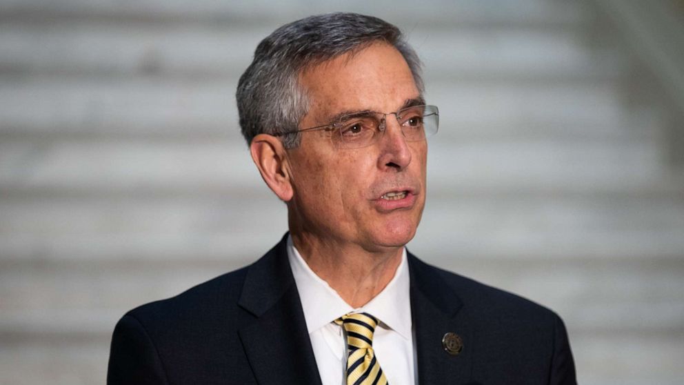 PHOTO: Brad Raffensperger, Georgia's secretary of state, speaks during a news conference at the Georgia State Capitol in Atlanta, Georgia on Dec. 14, 2020.