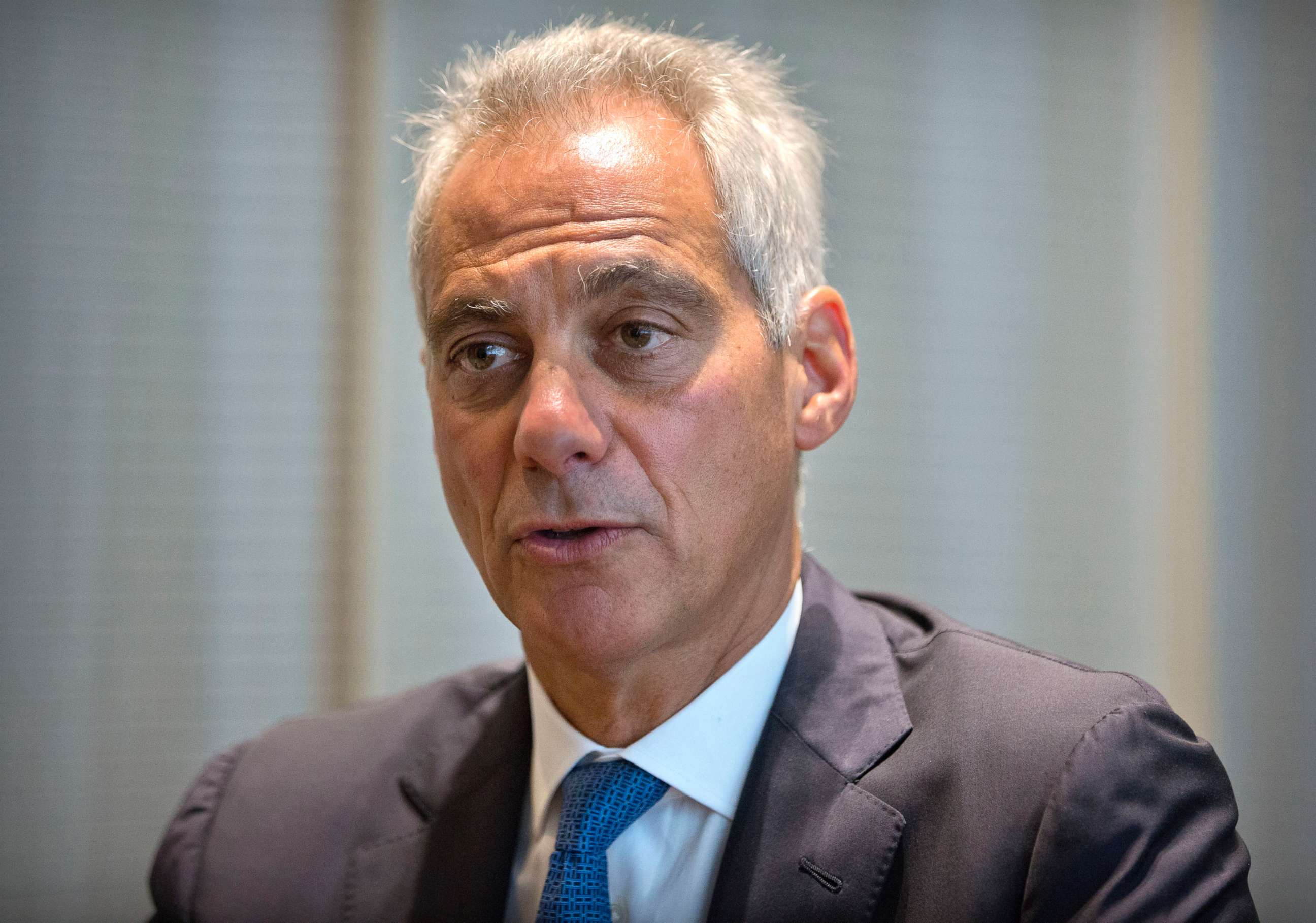 PHOTO: Chicago Mayor Rahm Emanuel speaks during an interview with the Associated Press in Beijing, July 12, 2018.