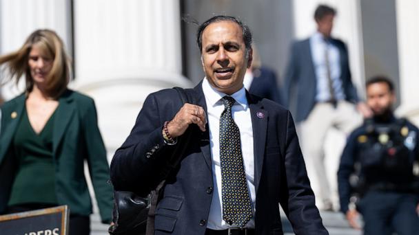 Rep. Raja Krishnamoorthi walks down the House steps after last votes in the Capitol, March 27, 2025.