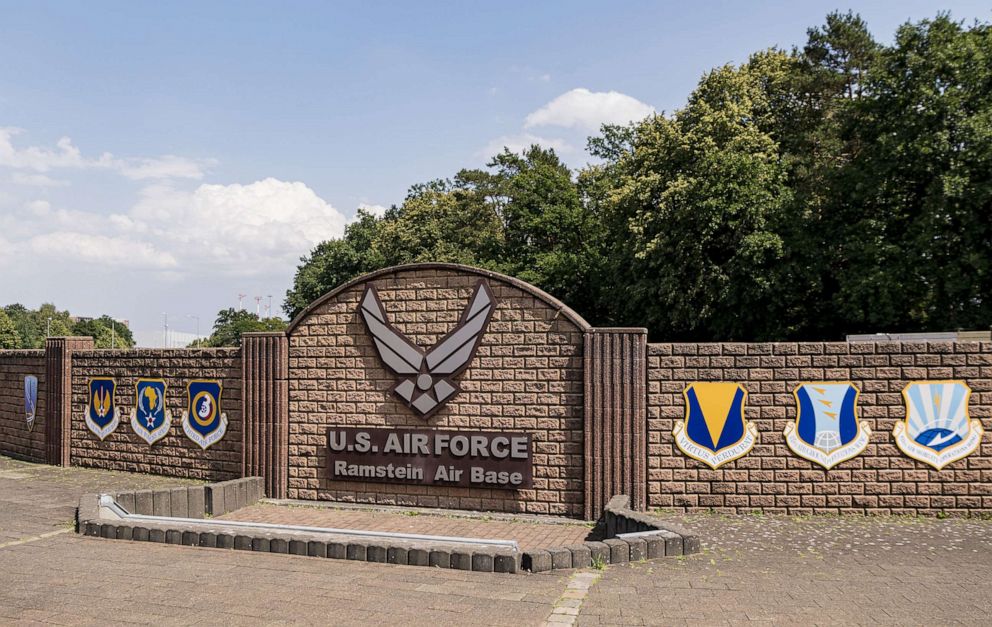 PHOTO: The sign at Ramstein Air Base on July 20, 2020, in Ramstein-Miesenbach, Germany.