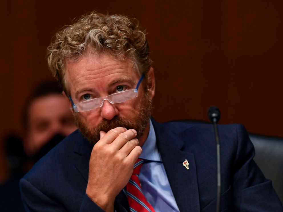 PHOTO: Sen. Rand Paul listens to testimony during the Senate Committee for Health, Education, Labor, and Pensions hearing to examine COVID-19 and Safely Getting Back to Work and Back to School, May 12, 2020 in Washington.