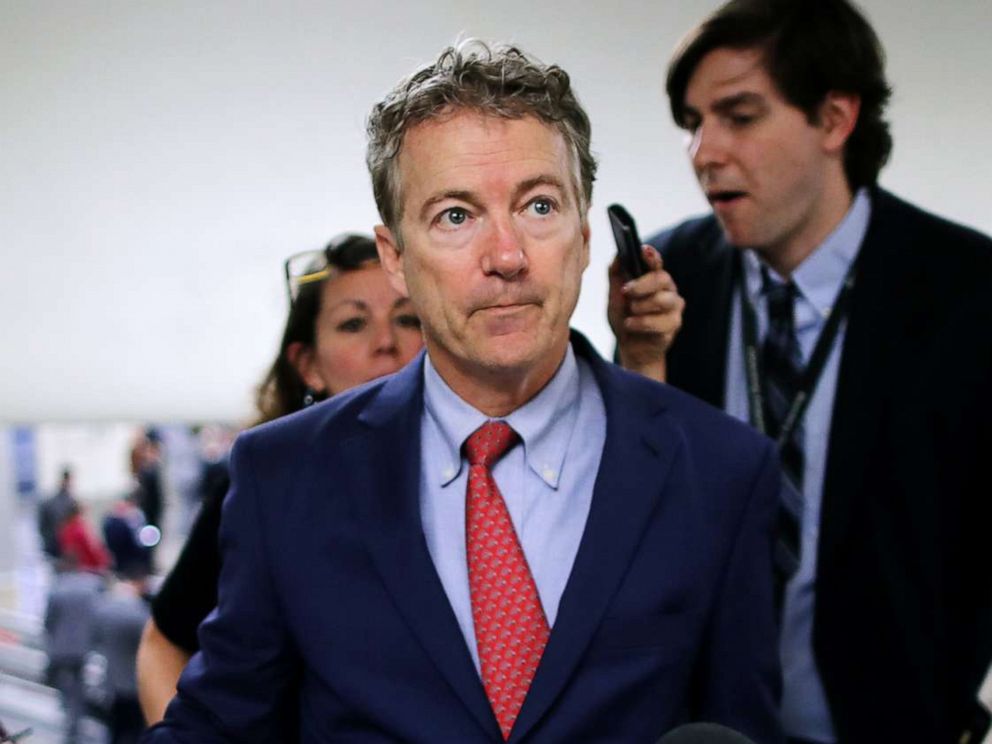 PHOTO:Sen. Rand Paul talks to reporters as he heads to the U.S. Capitol for the weekly Republican policy luncheonin Washington, D.C., March 05, 2019.